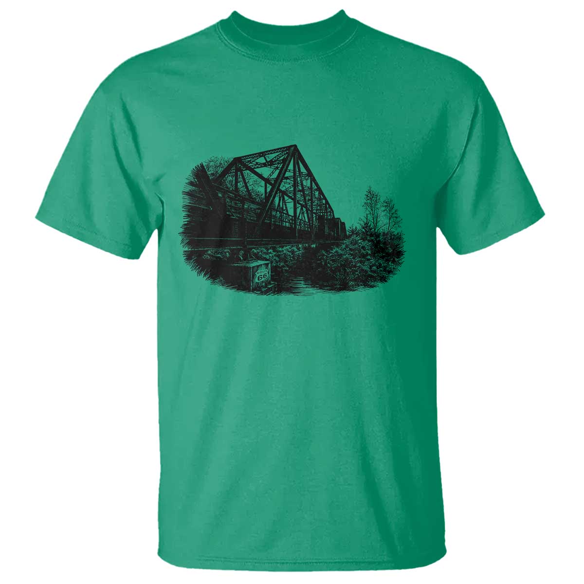 Mother Road Adventure Graphic T Shirt Vintage Route Highway 66 Bridge TS12 Irish Green Print Your Wear