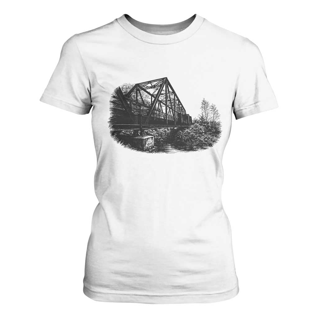 Mother Road Adventure Graphic T Shirt For Women Vintage Route Highway 66 Bridge TS12 White Print Your Wear