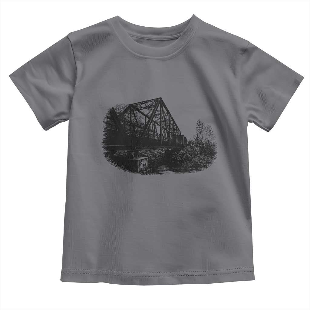 Mother Road Adventure Graphic Toddler T Shirt Vintage Route Highway 66 Bridge TS12 Charcoal Print Your Wear