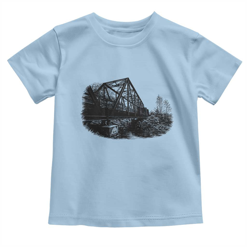 Mother Road Adventure Graphic Toddler T Shirt Vintage Route Highway 66 Bridge TS12 Light Blue Print Your Wear