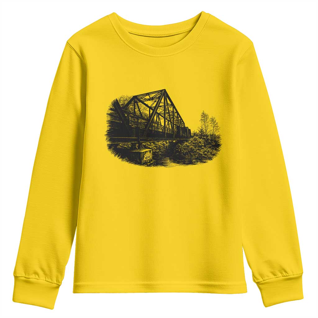 Mother Road Adventure Graphic Youth Sweatshirt Vintage Route Highway 66 Bridge TS12 Daisy Print Your Wear