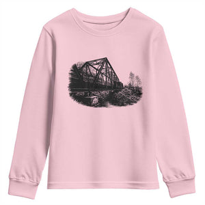 Mother Road Adventure Graphic Youth Sweatshirt Vintage Route Highway 66 Bridge TS12 Light Pink Print Your Wear