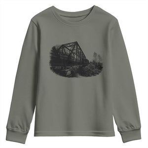 Mother Road Adventure Graphic Youth Sweatshirt Vintage Route Highway 66 Bridge TS12 Military Green Print Your Wear
