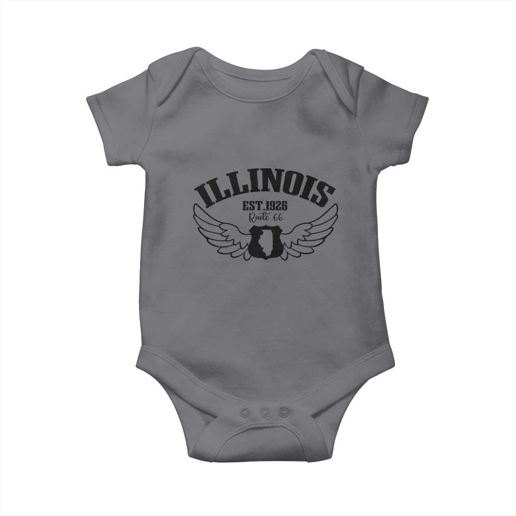 Illinois Route Highway 66 Souvenir Baby Onesie Open Road Adventure TS12 Charcoal Print Your Wear