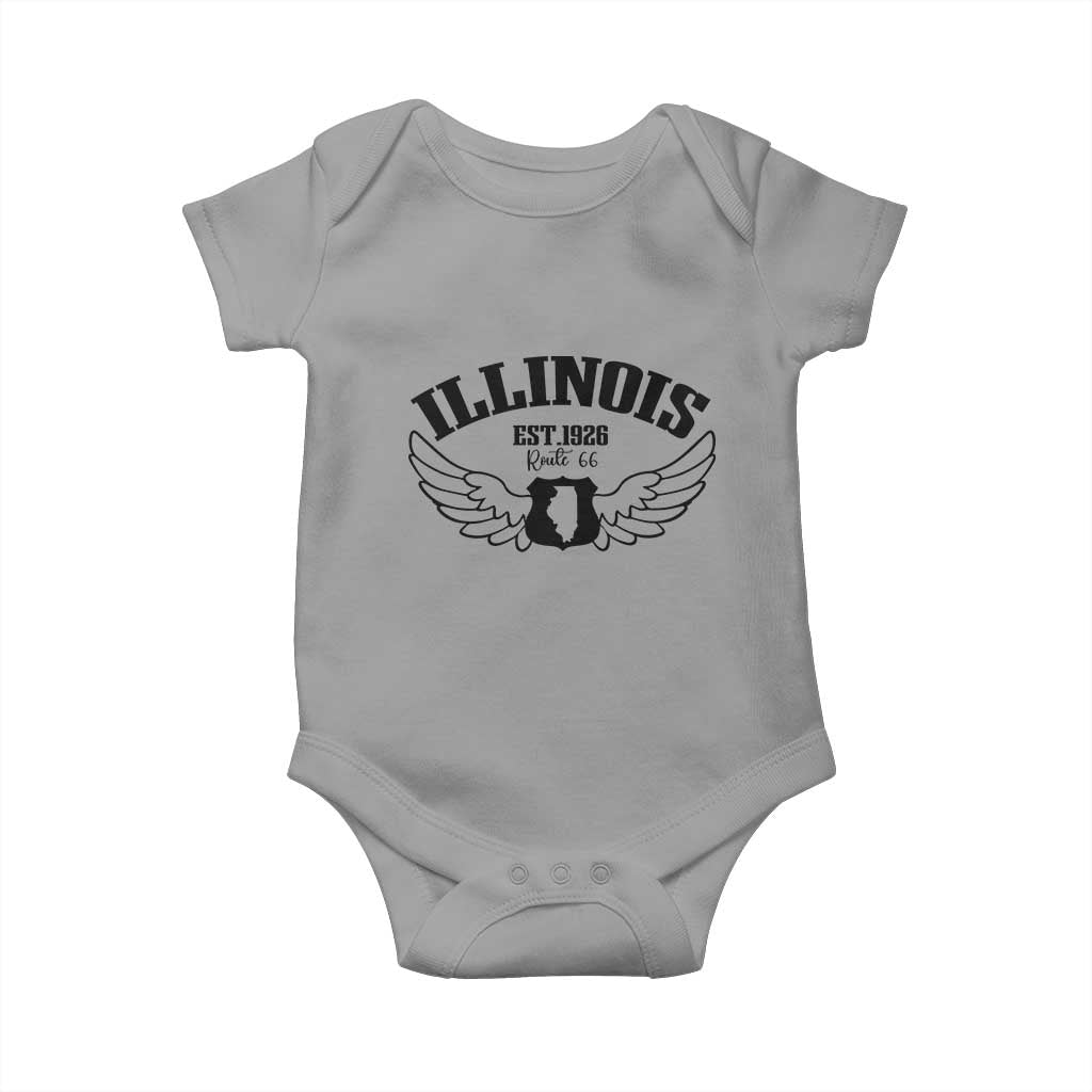Illinois Route Highway 66 Souvenir Baby Onesie Open Road Adventure TS12 Sport Gray Print Your Wear