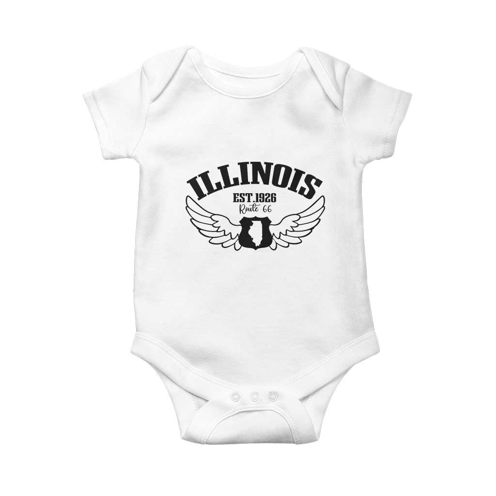 Illinois Route Highway 66 Souvenir Baby Onesie Open Road Adventure TS12 White Print Your Wear