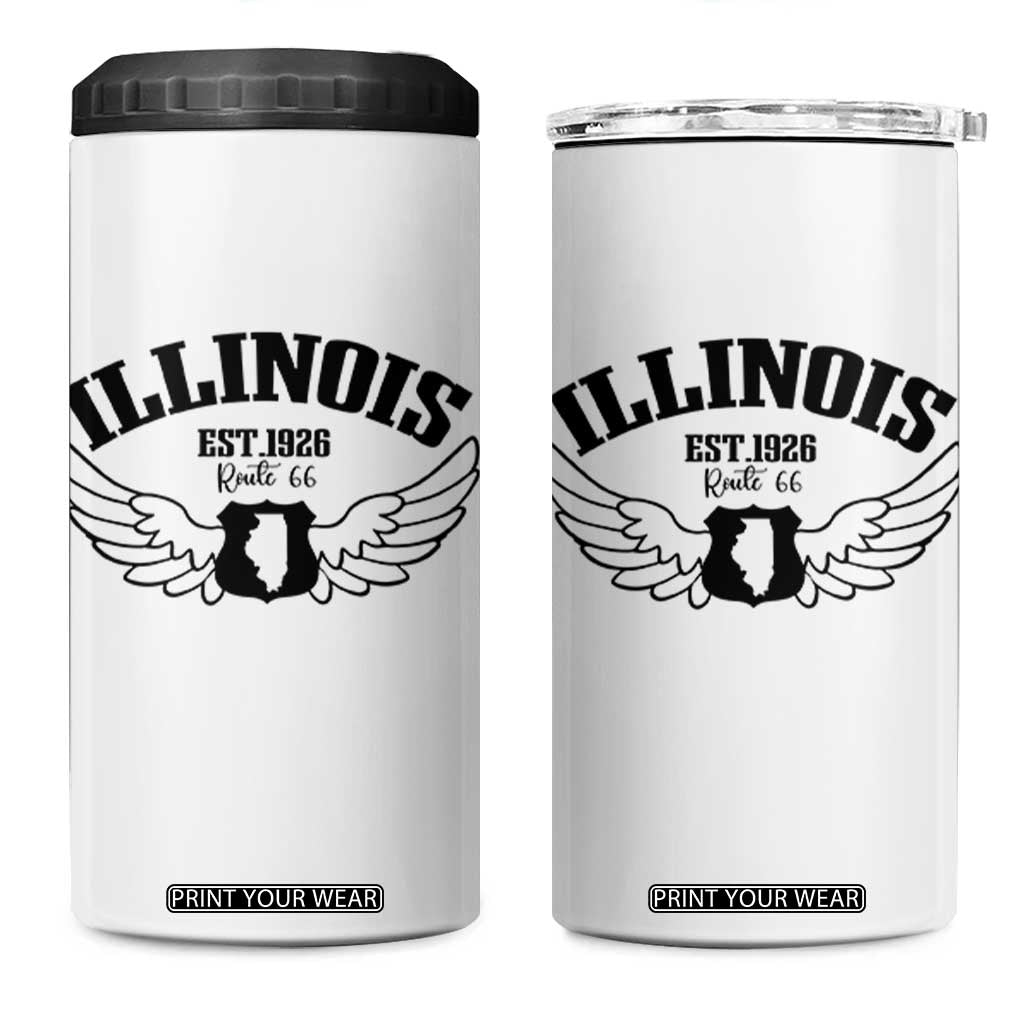 Illinois Route Highway 66 Souvenir 4 in 1 Can Cooler Tumbler Open Road Adventure TS12 One Size: 16 oz White Print Your Wear