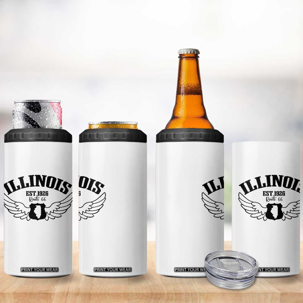 Illinois Route Highway 66 Souvenir 4 in 1 Can Cooler Tumbler Open Road Adventure TS12 Print Your Wear