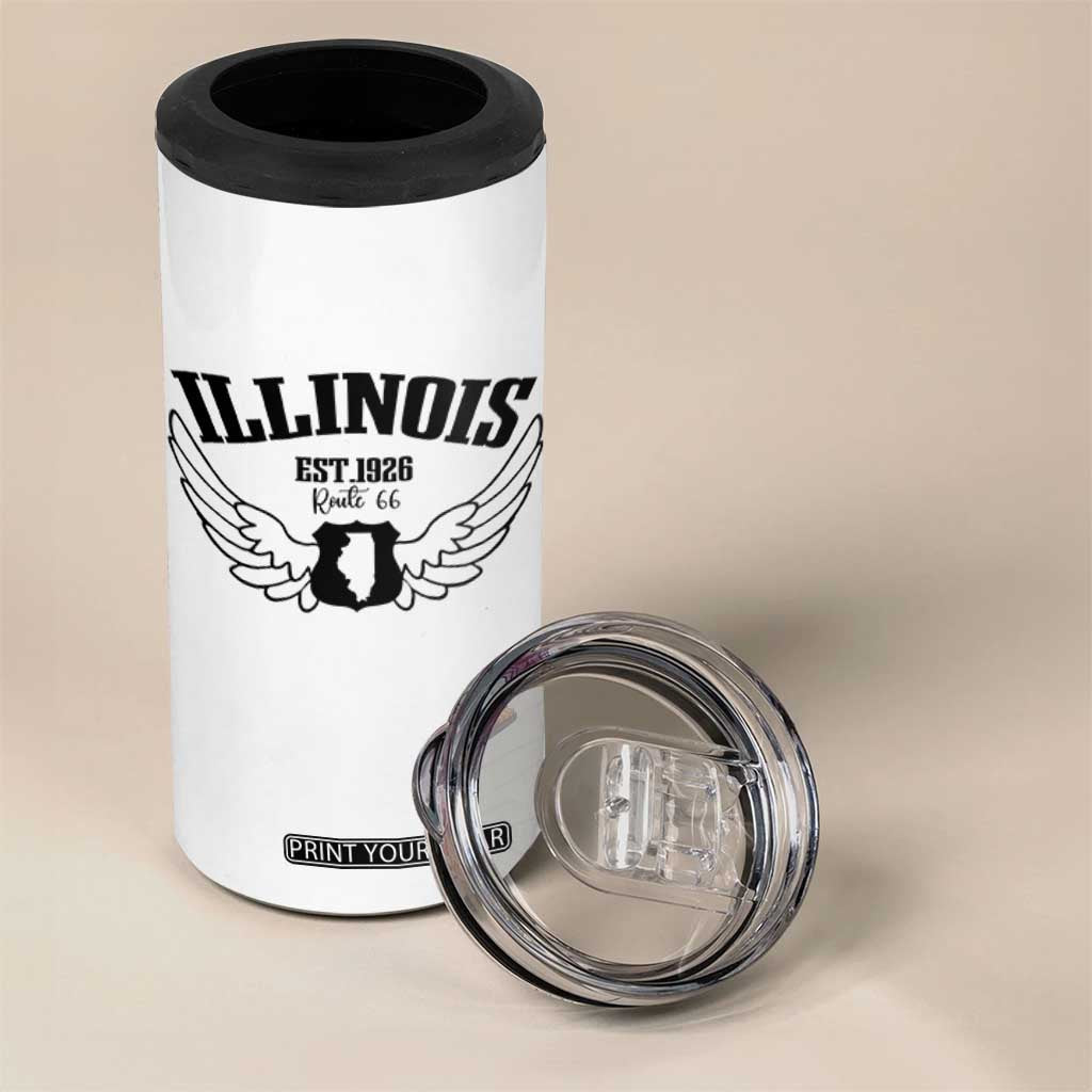 Illinois Route Highway 66 Souvenir 4 in 1 Can Cooler Tumbler Open Road Adventure TS12 Print Your Wear