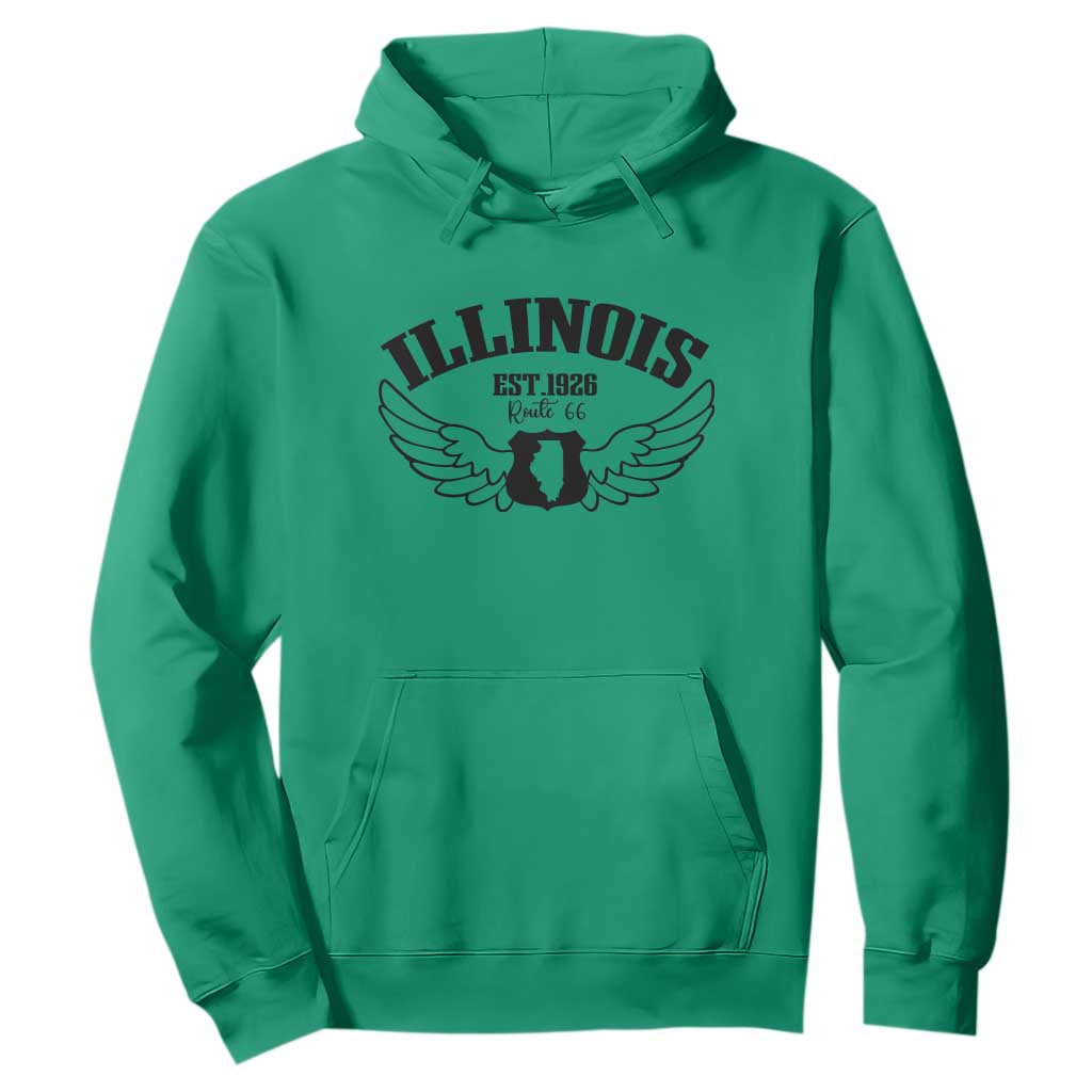 Illinois Route Highway 66 Souvenir Hoodie Open Road Adventure TS12 Irish Green Print Your Wear