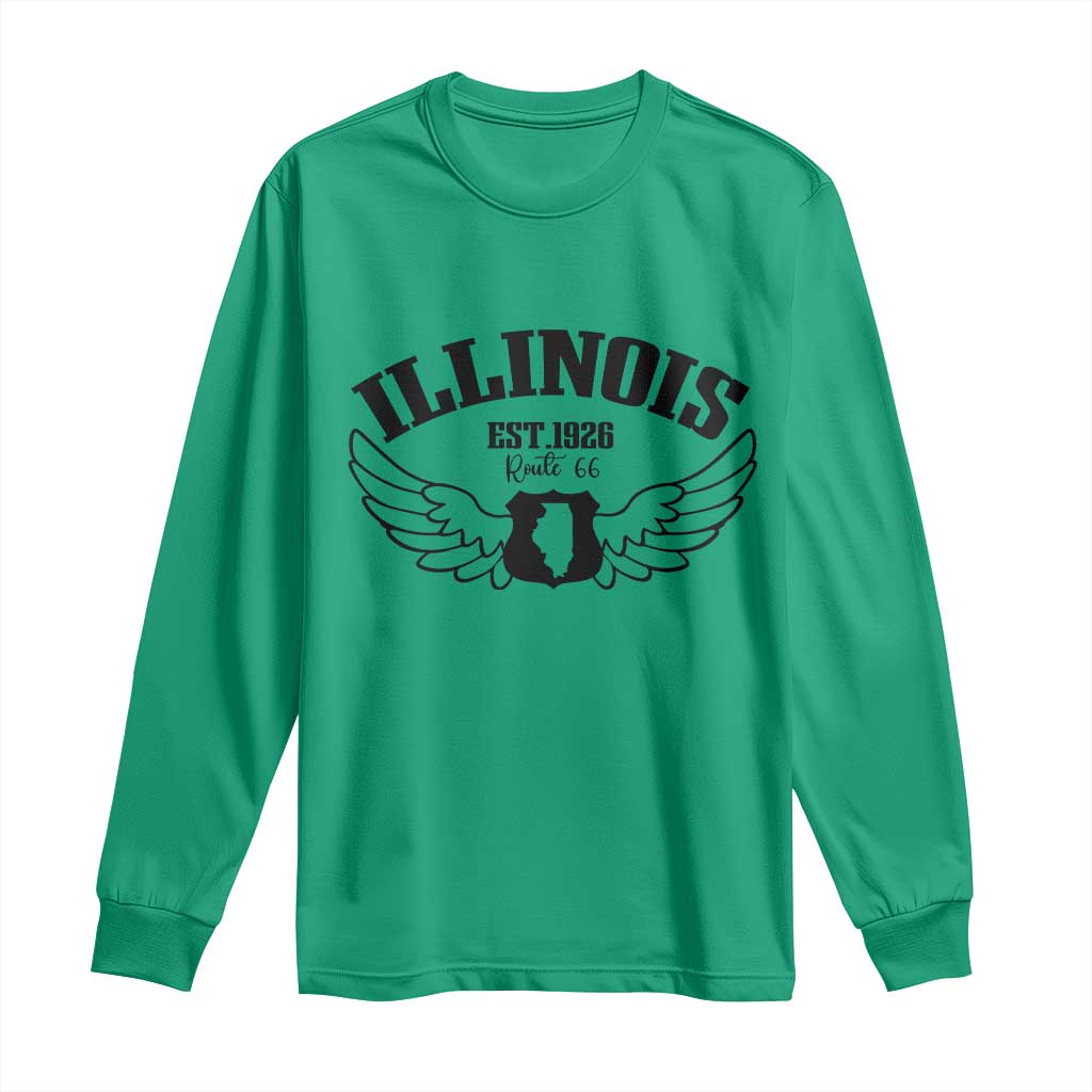 Illinois Route Highway 66 Souvenir Long Sleeve Shirt Open Road Adventure TS12 Irish Green Print Your Wear