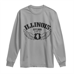 Illinois Route Highway 66 Souvenir Long Sleeve Shirt Open Road Adventure TS12 Sport Gray Print Your Wear