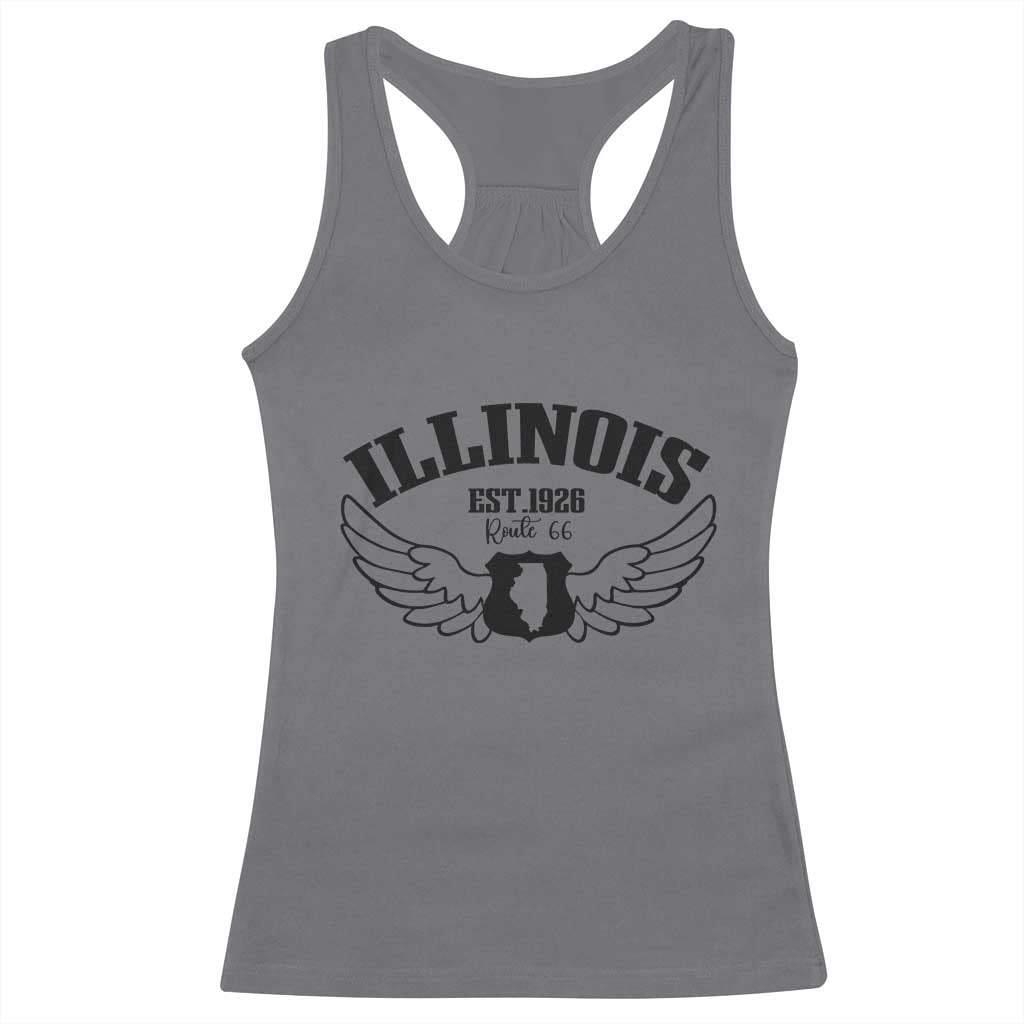 Illinois Route Highway 66 Souvenir Racerback Tank Top Open Road Adventure TS12 Charcoal Print Your Wear