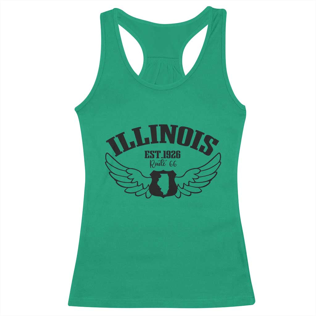 Illinois Route Highway 66 Souvenir Racerback Tank Top Open Road Adventure TS12 Irish Green Print Your Wear