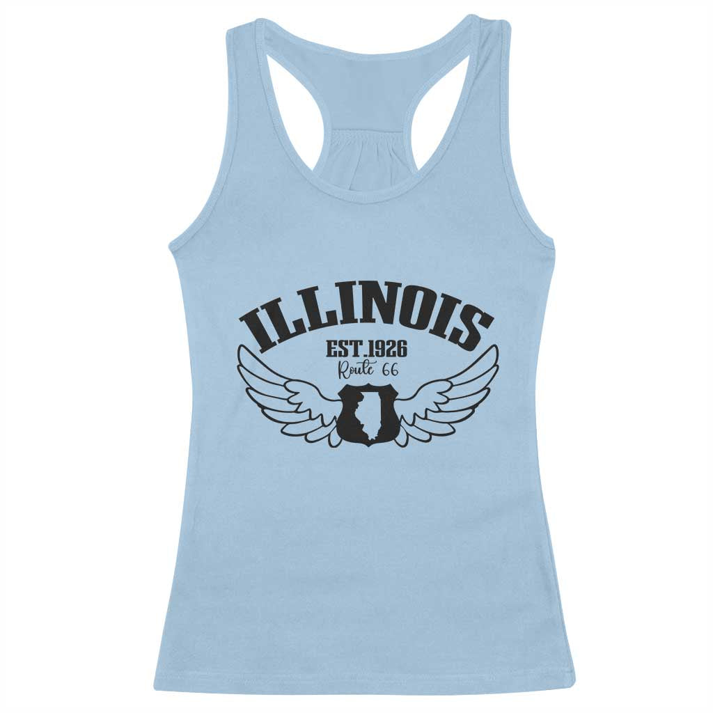 Illinois Route Highway 66 Souvenir Racerback Tank Top Open Road Adventure TS12 Light Blue Print Your Wear