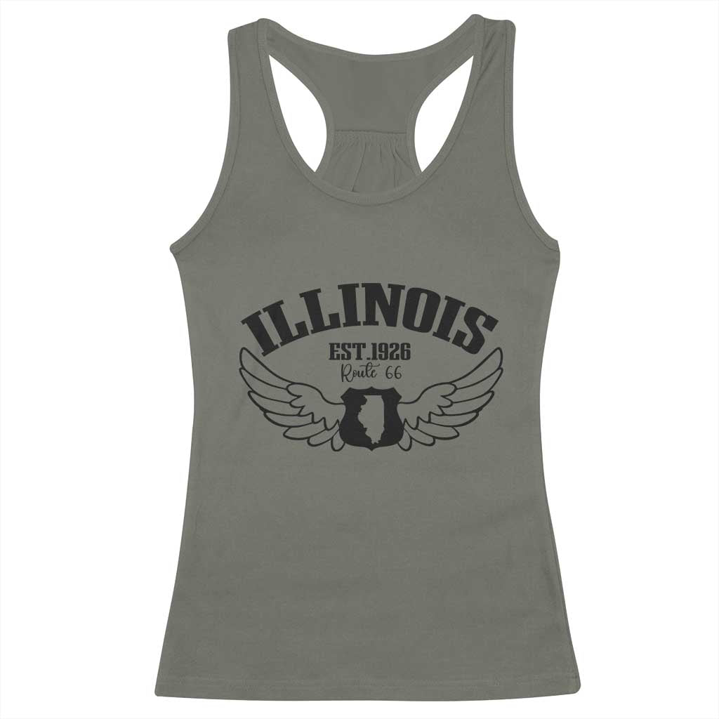 Illinois Route Highway 66 Souvenir Racerback Tank Top Open Road Adventure TS12 Military Green Print Your Wear
