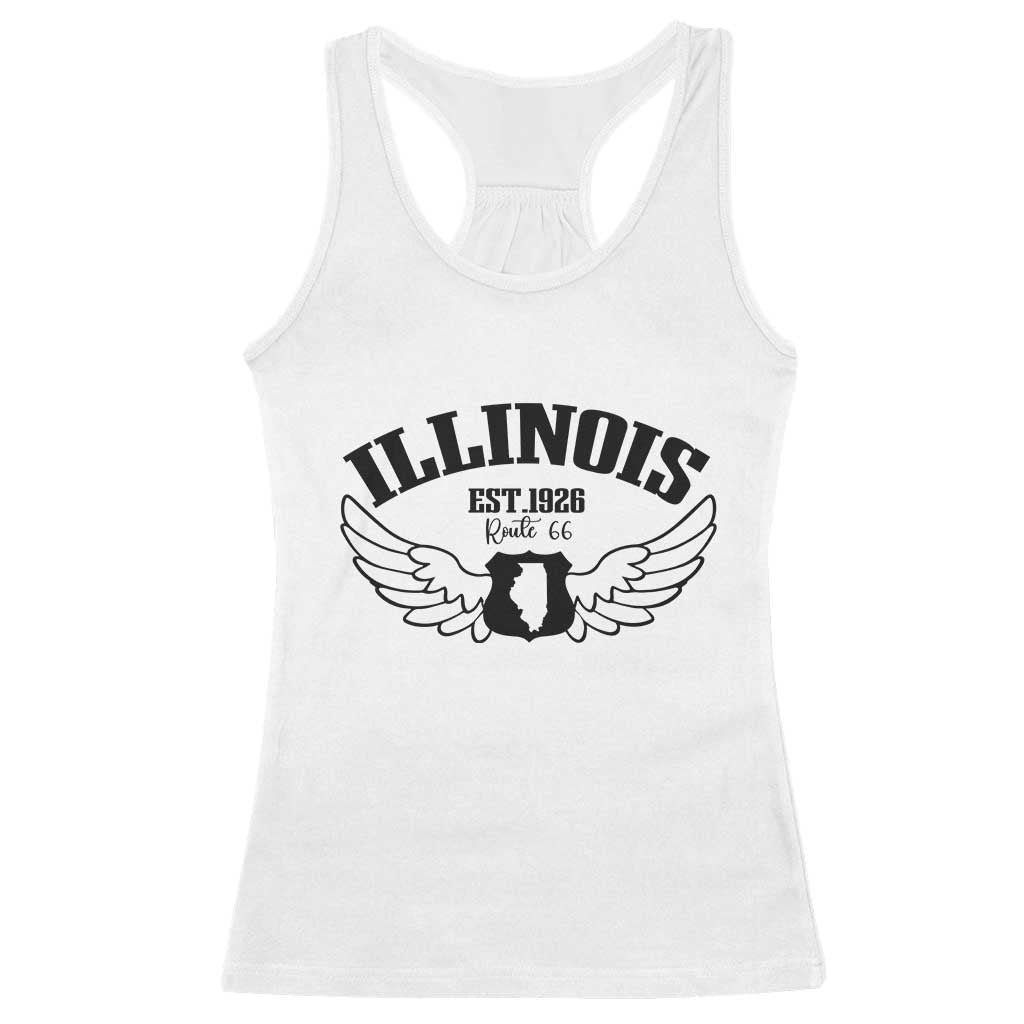 Illinois Route Highway 66 Souvenir Racerback Tank Top Open Road Adventure TS12 White Print Your Wear