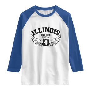 Illinois Route Highway 66 Souvenir Raglan Shirt Open Road Adventure TS12 White Royal Print Your Wear