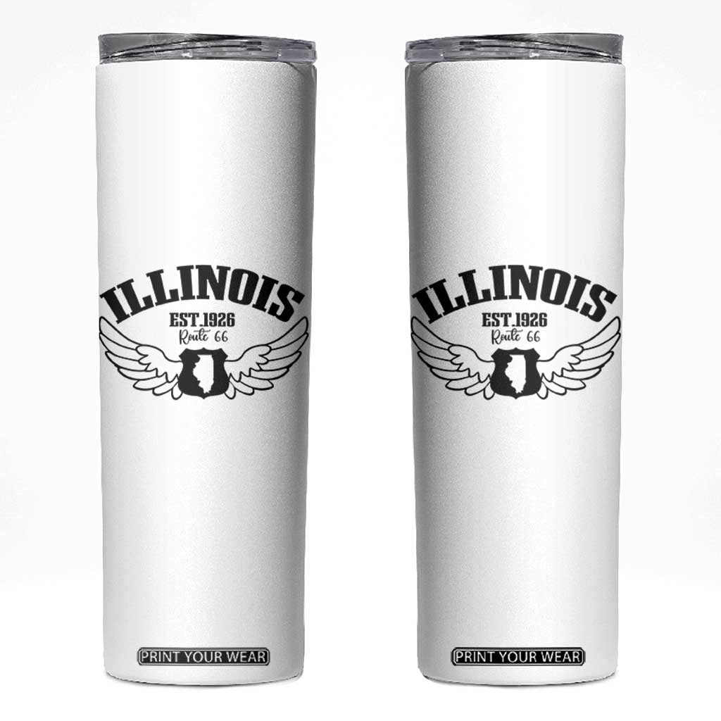 Illinois Route Highway 66 Souvenir Skinny Tumbler Open Road Adventure TS12 White Print Your Wear