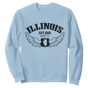 Illinois Route Highway 66 Souvenir Sweatshirt Open Road Adventure TS12 Light Blue Print Your Wear
