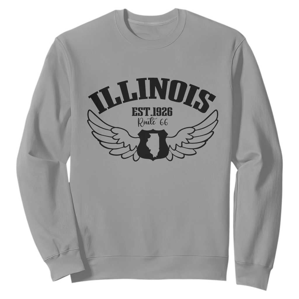 Illinois Route Highway 66 Souvenir Sweatshirt Open Road Adventure TS12 Sport Gray Print Your Wear
