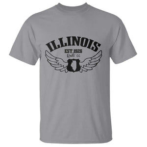 Illinois Route Highway 66 Souvenir T Shirt Open Road Adventure TS12 Sport Gray Print Your Wear