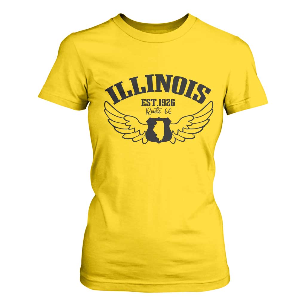 Illinois Route Highway 66 Souvenir T Shirt For Women Open Road Adventure TS12 Daisy Print Your Wear