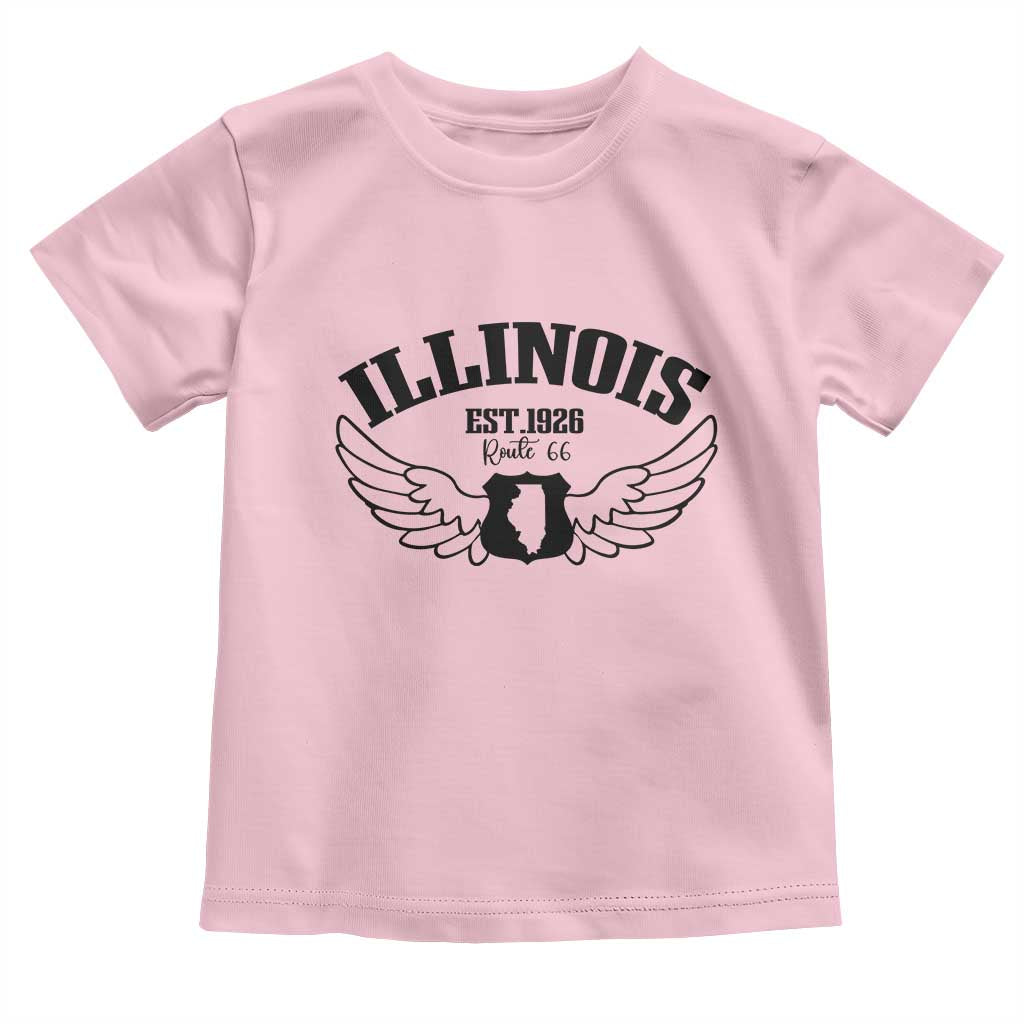 Illinois Route Highway 66 Souvenir Toddler T Shirt Open Road Adventure TS12 Light Pink Print Your Wear
