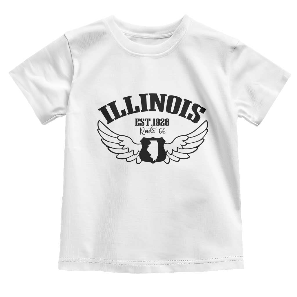Illinois Route Highway 66 Souvenir Toddler T Shirt Open Road Adventure TS12 White Print Your Wear