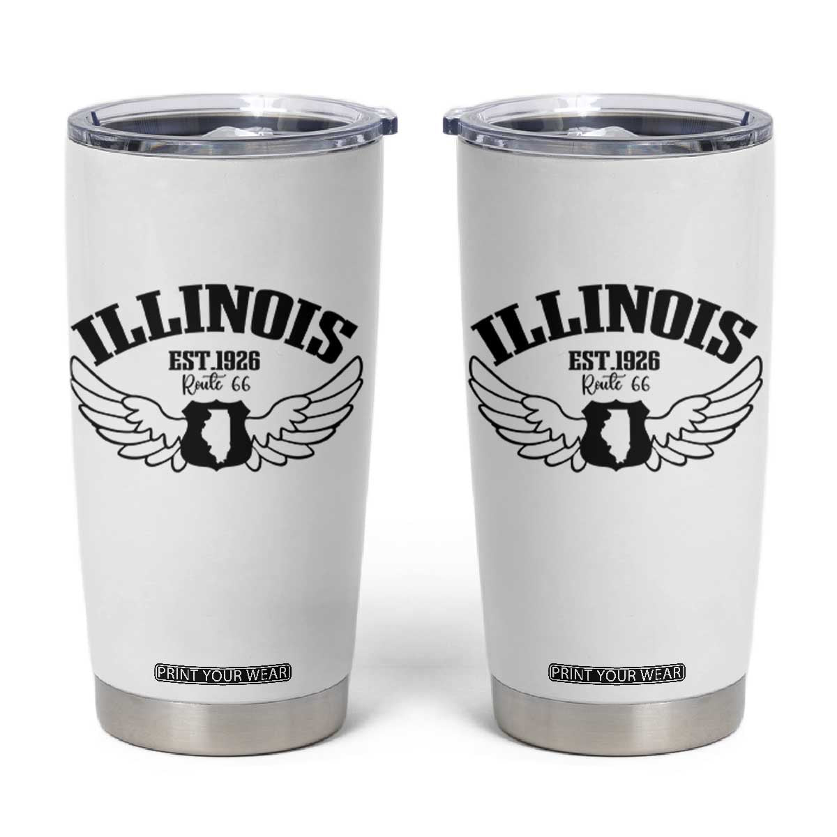 Illinois Route Highway 66 Souvenir Tumbler Cup Open Road Adventure TS12 White Print Your Wear