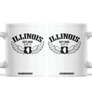 Illinois Route Highway 66 Souvenir Coffee Mug Open Road Adventure TS12 White Print Your Wear