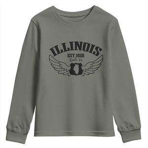 Illinois Route Highway 66 Souvenir Youth Sweatshirt Open Road Adventure TS12 Military Green Print Your Wear