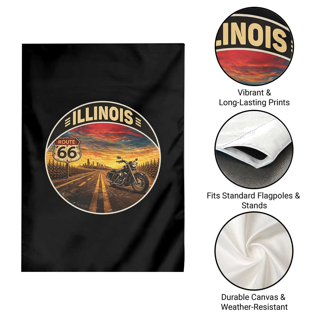 Illinois Route Highway 66 Motorcycle Garden Flag Road Trip Adventure TS12 Print Your Wear