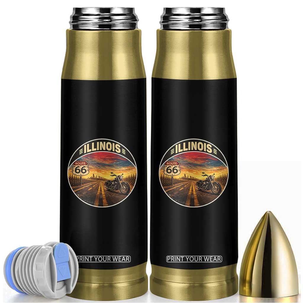 Illinois Route Highway 66 Motorcycle Bullet Tumbler Road Trip Adventure TS12 Black Print Your Wear