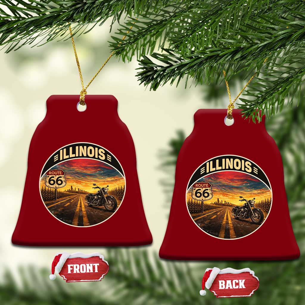 Illinois Route Highway 66 Motorcycle Ceramic Ornament Road Trip Adventure TS12 Print Your Wear