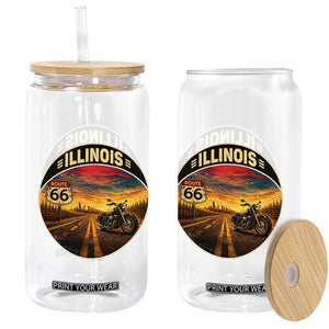 Illinois Route Highway 66 Motorcycle Glass Can Road Trip Adventure TS12 Print Your Wear