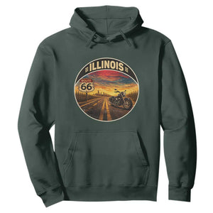 Illinois Route Highway 66 Motorcycle Hoodie Road Trip Adventure TS12 Dark Forest Green Print Your Wear