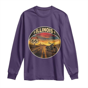Illinois Route Highway 66 Motorcycle Long Sleeve Shirt Road Trip Adventure TS12 Purple Print Your Wear
