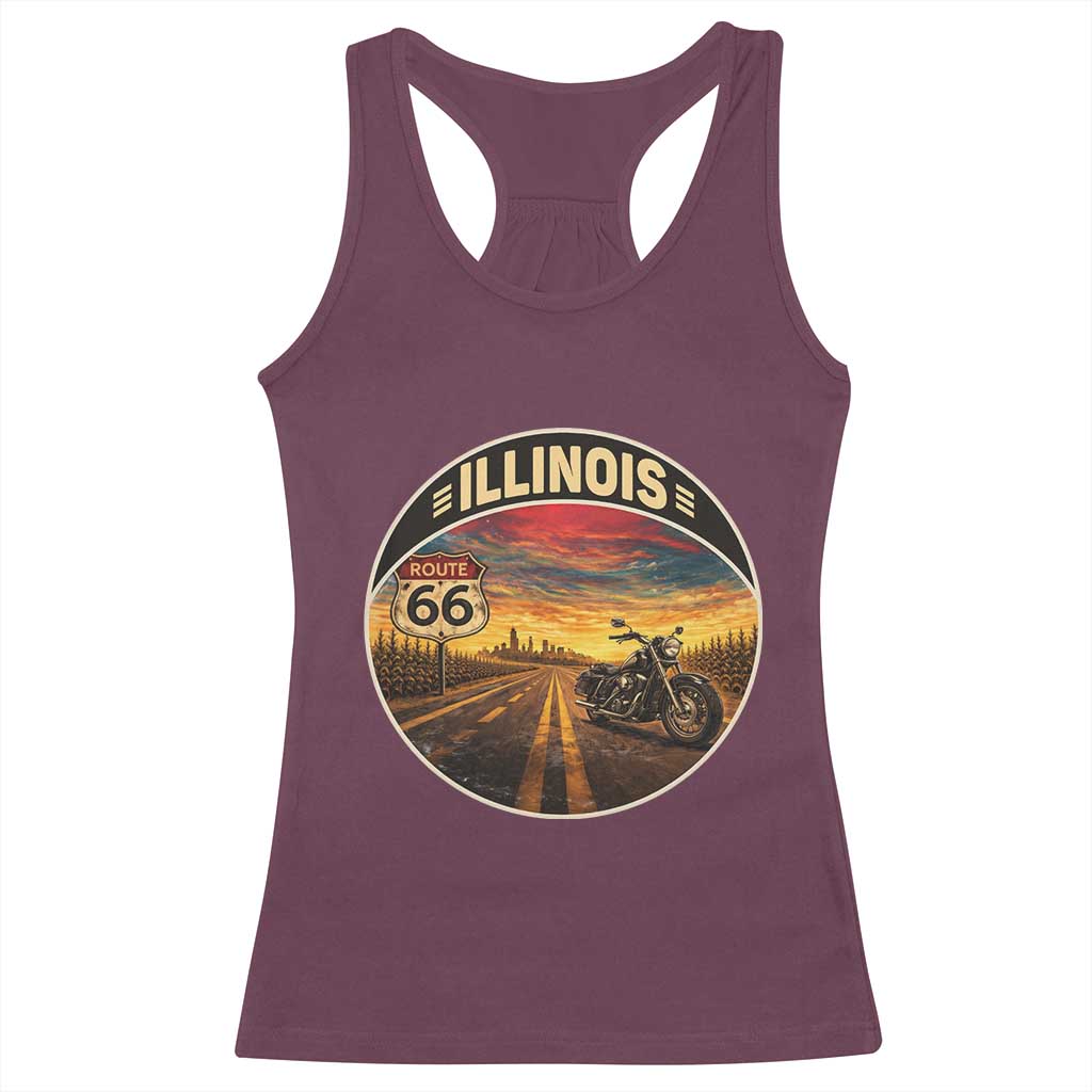 Illinois Route Highway 66 Motorcycle Racerback Tank Top Road Trip Adventure TS12 Maroon Print Your Wear