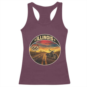 Illinois Route Highway 66 Motorcycle Racerback Tank Top Road Trip Adventure TS12 Maroon Print Your Wear