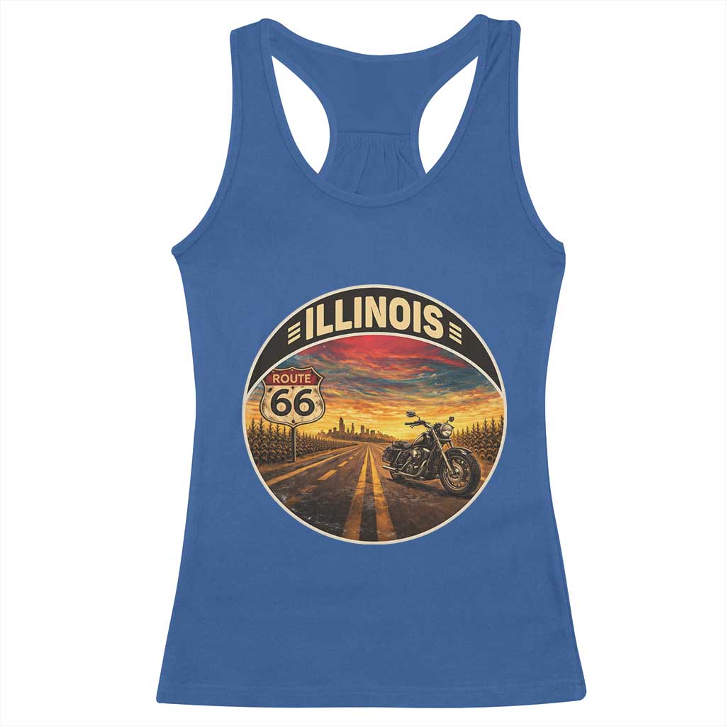 Illinois Route Highway 66 Motorcycle Racerback Tank Top Road Trip Adventure TS12 Royal Blue Print Your Wear