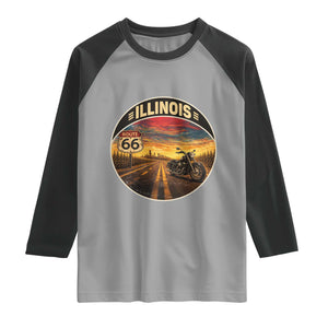 Illinois Route Highway 66 Motorcycle Raglan Shirt Road Trip Adventure TS12 Sport Gray Black Print Your Wear