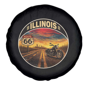 Illinois Route Highway 66 Motorcycle Spare Tire Cover Road Trip Adventure TS12 Print Your Wear
