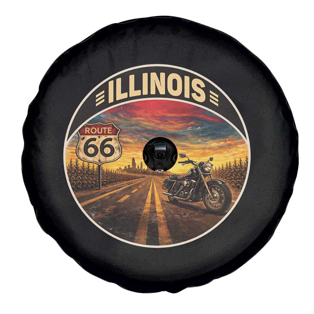 Illinois Route Highway 66 Motorcycle Spare Tire Cover Road Trip Adventure TS12 Print Your Wear