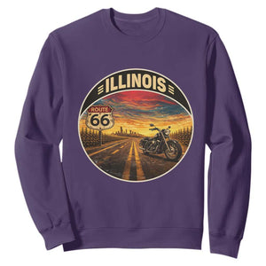 Illinois Route Highway 66 Motorcycle Sweatshirt Road Trip Adventure TS12 Purple Print Your Wear