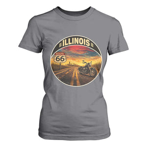 Illinois Route Highway 66 Motorcycle T Shirt For Women Road Trip Adventure TS12 Charcoal Print Your Wear