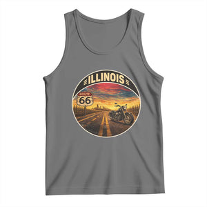 Illinois Route Highway 66 Motorcycle Tank Top Road Trip Adventure TS12 Black Heather Print Your Wear