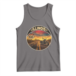 Illinois Route Highway 66 Motorcycle Tank Top Road Trip Adventure TS12 Deep Heather Print Your Wear