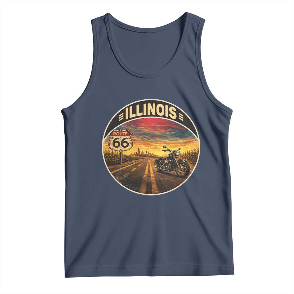 Illinois Route Highway 66 Motorcycle Tank Top Road Trip Adventure TS12 Navy Print Your Wear