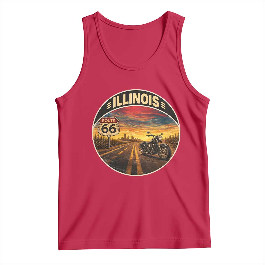 Illinois Route Highway 66 Motorcycle Tank Top Road Trip Adventure TS12 Red Print Your Wear